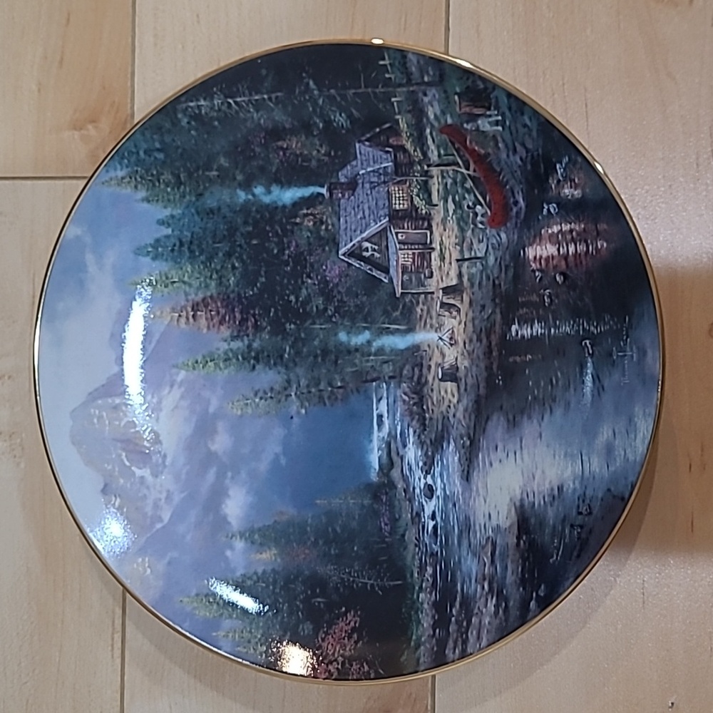 "A Quiet Evening at Riverlodge" plate by Thomas Kinkade, 1994